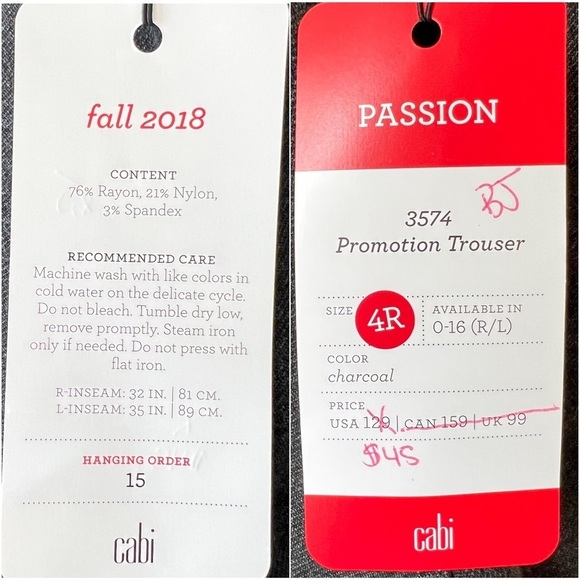 CAbi Promotion Trouser in Charcoal NWT Sizes 4R and 12L - Picture 13 of 16